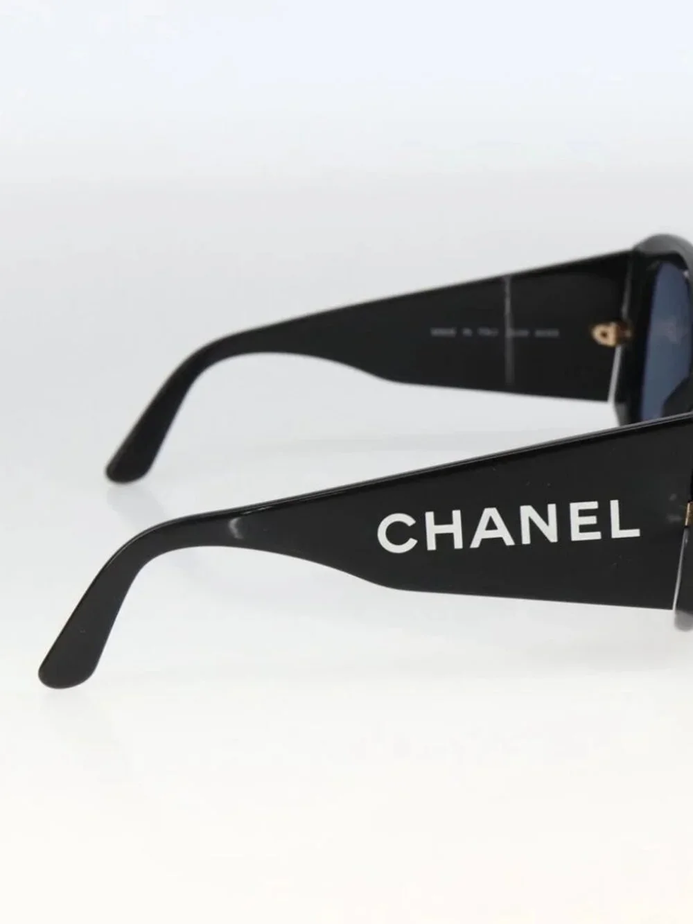 CHANEL Sunglasses plastic Black CC Auth ka3619